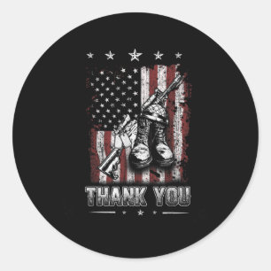 Distressed Memorial Day Usa Flag Military Boots Do Classic Round Sticker