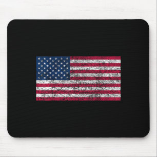 Distressed Mens Womens USA American Flag Black Mouse Pad