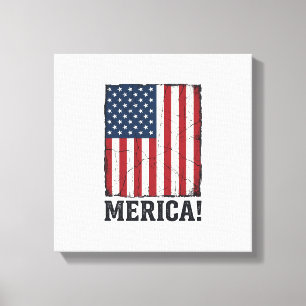 Distressed Merica Flag Patriotic Vector Shirt Desi Canvas Print