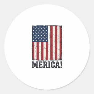 Distressed Merica Flag Patriotic Vector Shirt Desi Classic Round Sticker