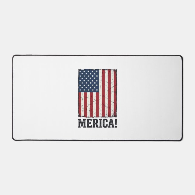 Distressed Merica Flag Patriotic Vector Shirt Desi Desk Mat (Front)
