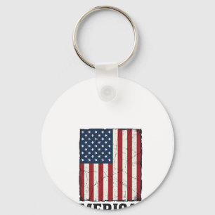 Distressed Merica Flag Patriotic Vector Shirt Desi Key Ring
