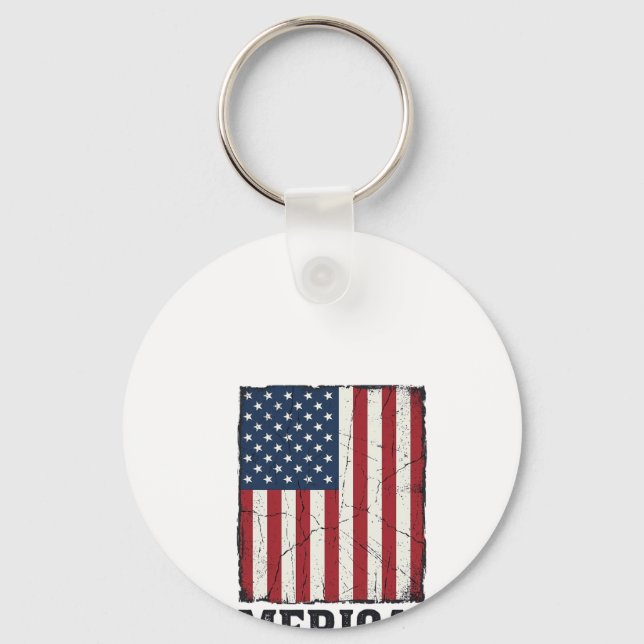 Distressed Merica Flag Patriotic Vector Shirt Desi Key Ring (Front)