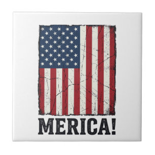 Distressed Merica Flag Patriotic Vector Shirt Desi Tile