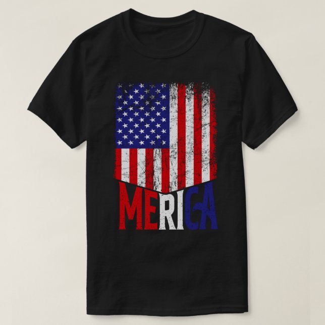 Distressed Merica Flag T-Shirt (Design Front)
