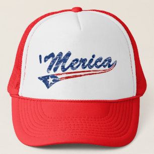 Distressed 'Merica US Flag Swoosh Trucker Hat