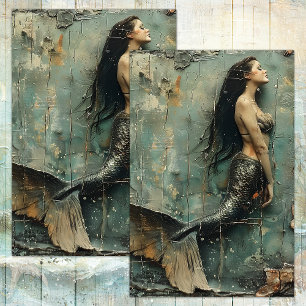 DISTRESSED MERMAID DECOUPAGE TISSUE PAPER