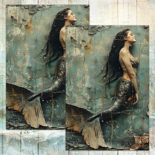 DISTRESSED MERMAID DECOUPAGE TISSUE PAPER (DISTRESSED MERMAID DECOUPAGE TISSUE PAPER)