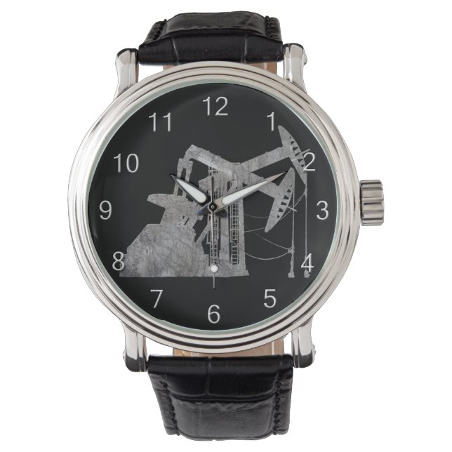 Distressed Metal Oilfield Design with Numbers Watch (Front)