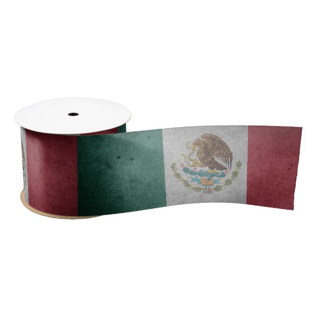 Distressed Mexican Flag   Satin Ribbon (Spool)