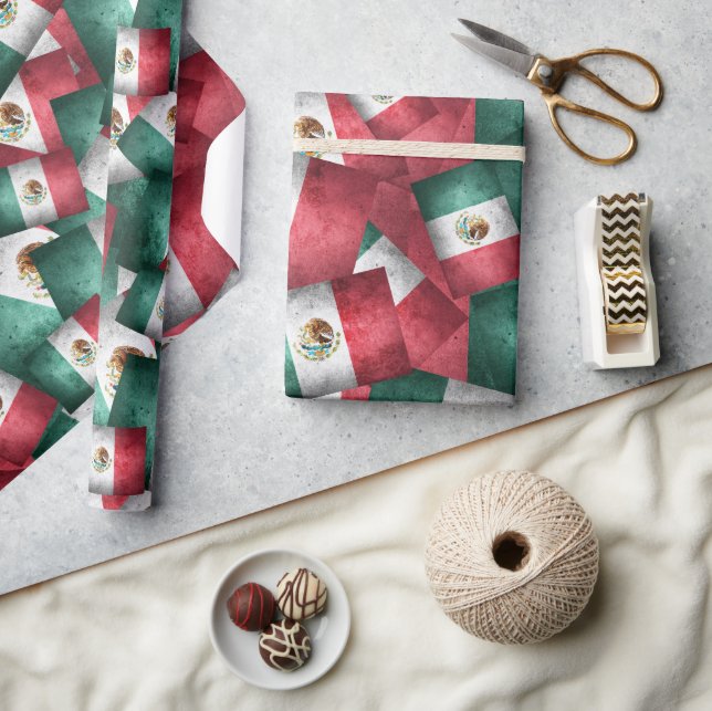 Distressed Mexican Flags Wrapping Paper (Crafts)