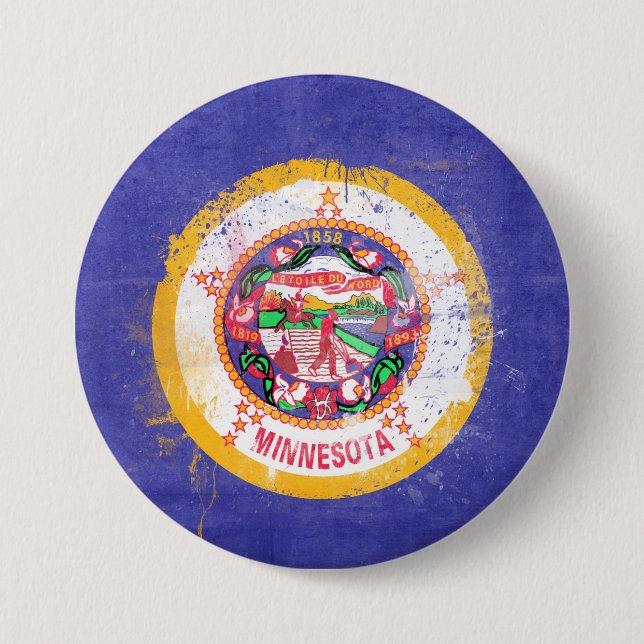 Distressed Minnesota State Flag 7.5 Cm Round Badge (Front)
