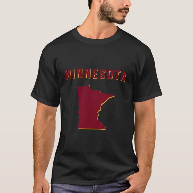 Distressed Minnesota State Map T-Shirt (Front)