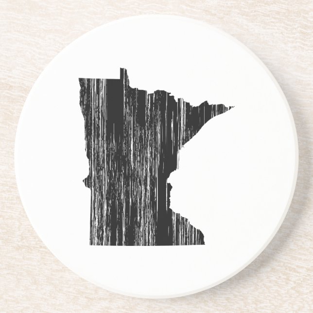 Distressed Minnesota State Outline Coaster (Front)