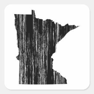 Distressed Minnesota State Outline Square Sticker