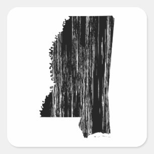 Distressed Mississippi State Outline Square Sticker