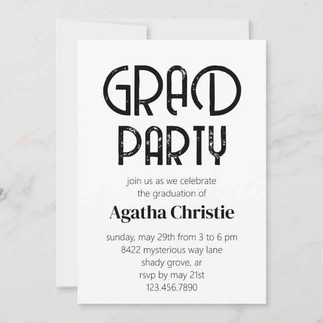 Distressed Modern Graduation Party Invitation (Front)