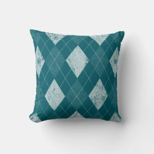 Distressed Monochrome Argyle Cushion