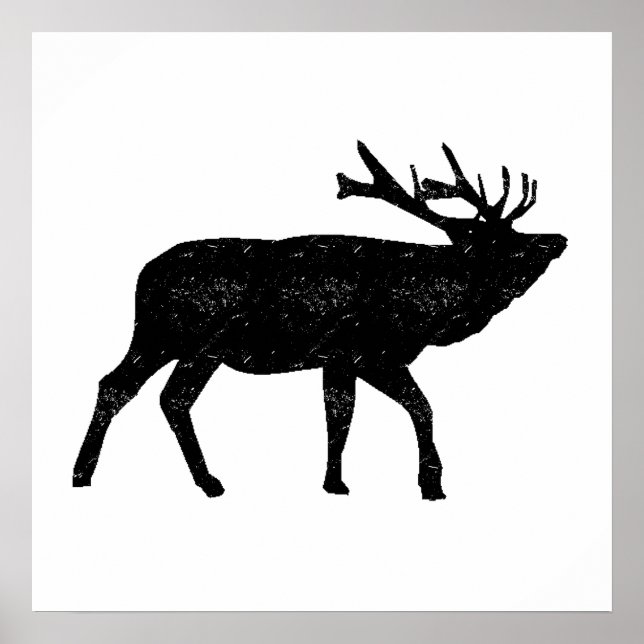 Distressed Moose Silhouette Poster (Front)