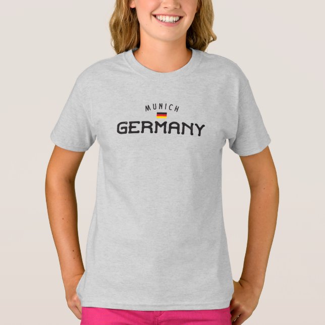 Distressed Munich Germany Girls' T-Shirt (Front)