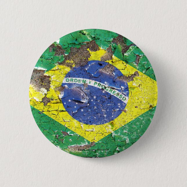 Distressed Nations™ - Brazil (button) 6 Cm Round Badge (Front)