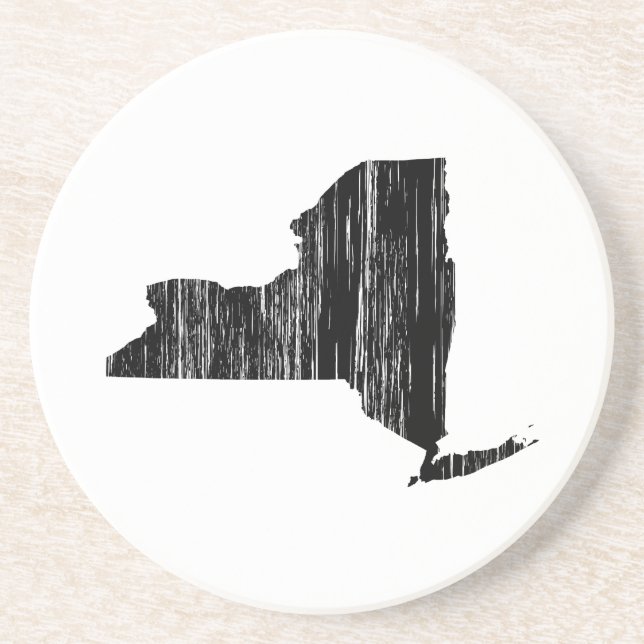 Distressed New York State Outline Coaster (Front)