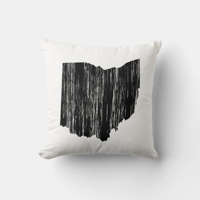 Distressed Ohio State Outline Cushion (Front)