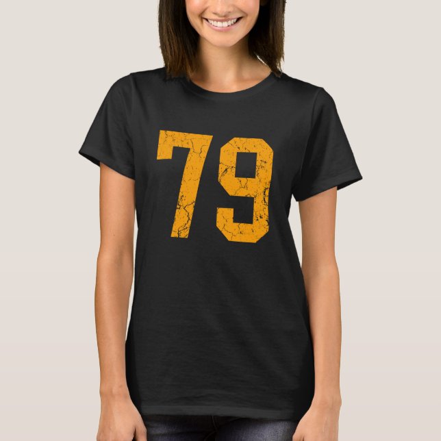 Distressed Orange Number 79 Jersey Player Uniform  T-Shirt (Front)