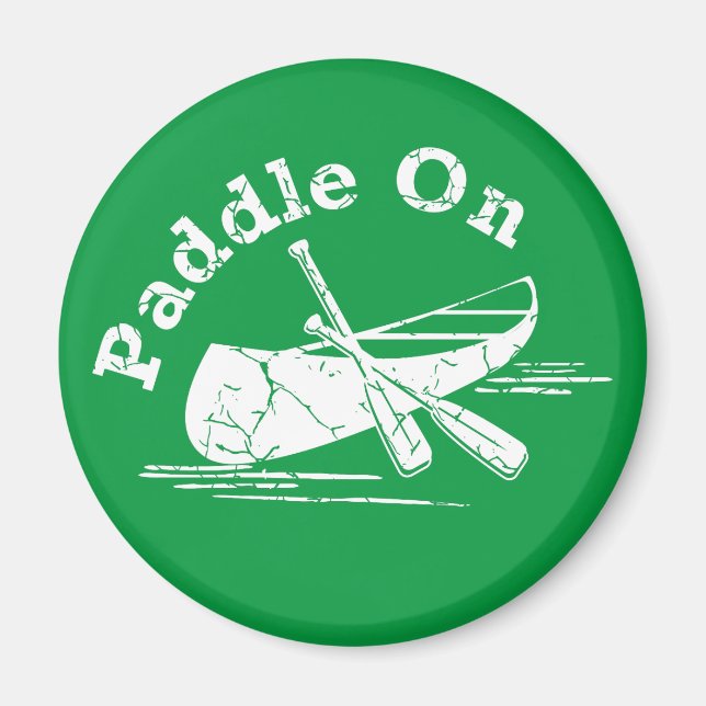 Distressed Paddle On Design - Circle Magnet (Front)