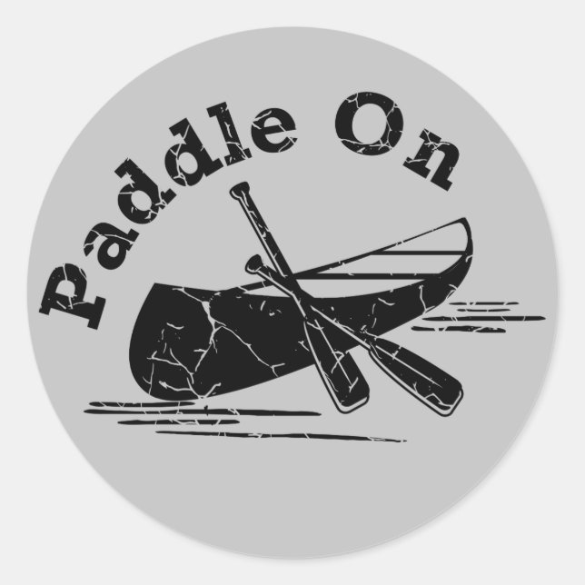 Distressed Paddle On Design - Classic Round Sticke Sticker (Front)