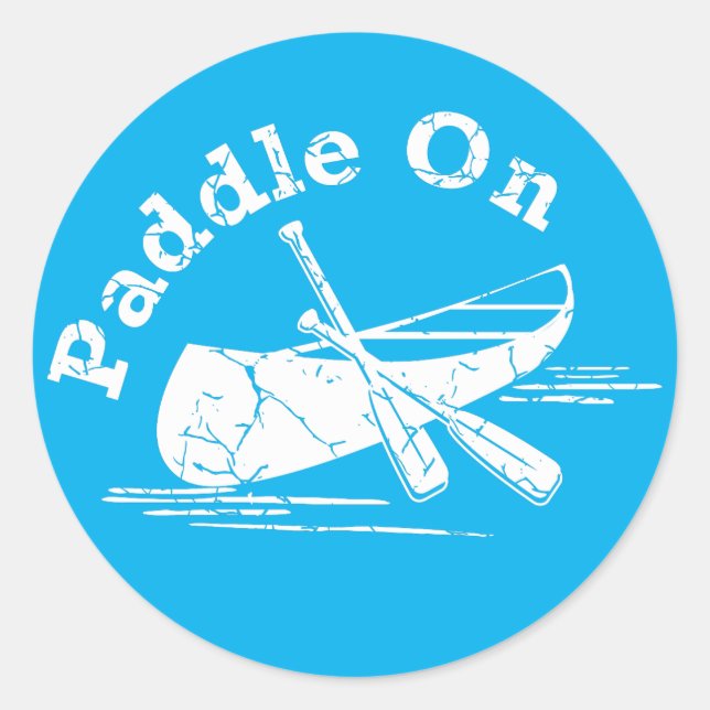 Distressed Paddle On Design - Classic Round Sticke Sticker (Front)