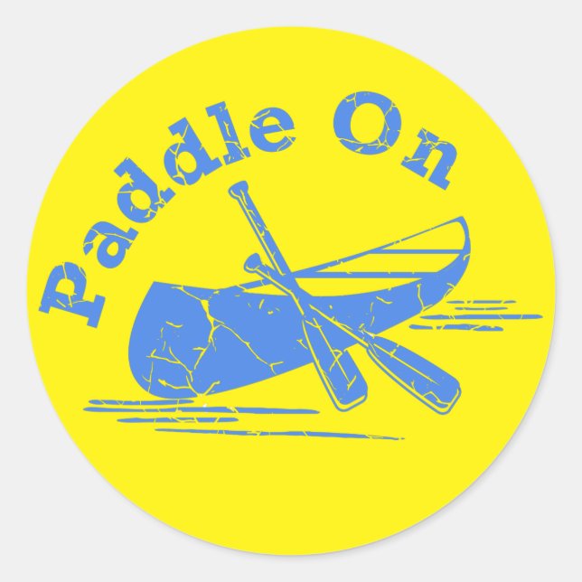 Distressed Paddle On Design - Classic Round Sticke Sticker (Front)