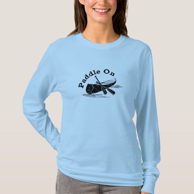 Distressed Paddle On Design - Women's Basic Long S T-Shirt (Front)