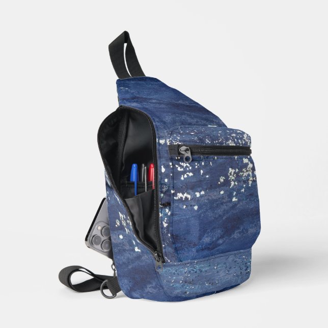 Distressed Paint Abstract Sling Bag (Open)