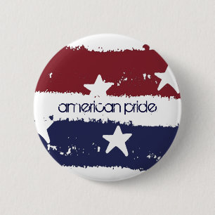 Distressed Paint American Red, White & Blue Button