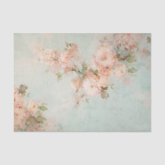 Distressed Pale Coral / Pink Flowers on Edges of Tissue Paper