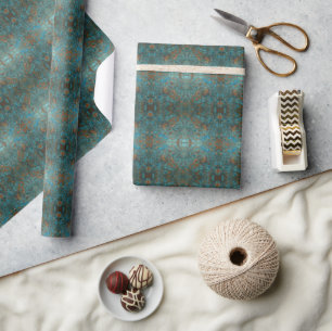 Distressed Patina Copper Vintage Ephemera  Wrapping Paper