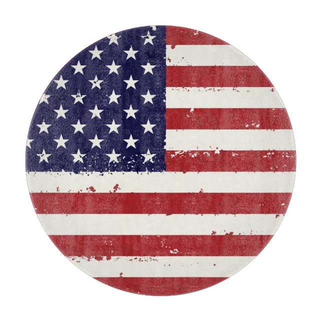 Distressed Patriotic American Flag Cutting Board (Front)