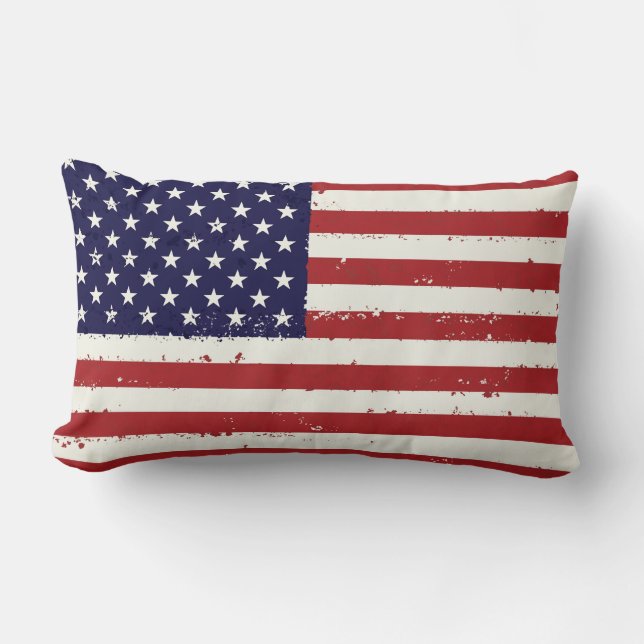 Distressed Patriotic American Flag Lumbar Cushion (Front)