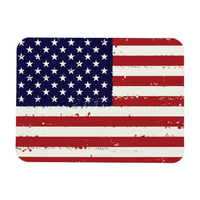 Distressed Patriotic American Flag Magnet (Horizontal)