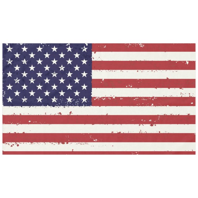 Distressed Patriotic American Flag Tablecloth (Front (Horizontal))