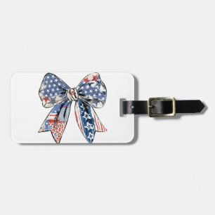 Distressed Patriotic Bow – USA Flag Print Design Luggage Tag