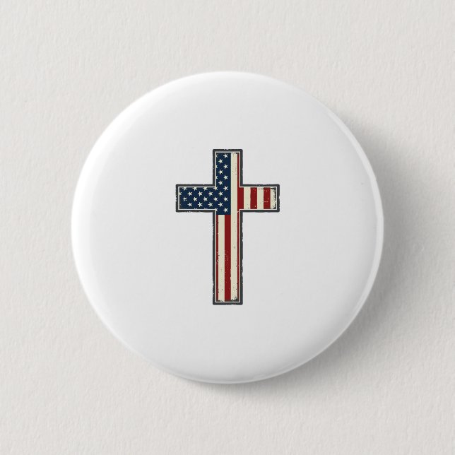 Distressed Patriotic Cross Vector Design_1 6 Cm Round Badge (Front)