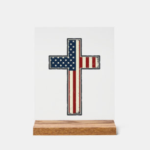 Distressed Patriotic Cross Vector Design_1 Acrylic Sign
