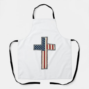 Distressed Patriotic Cross Vector Design_1 Apron