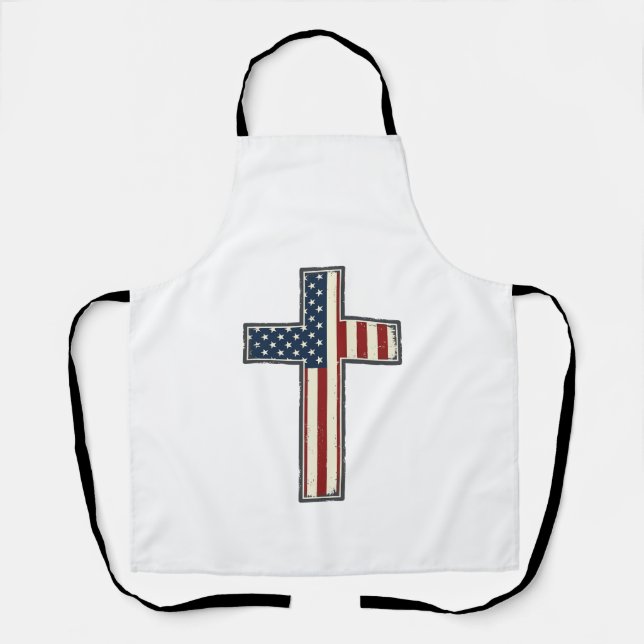 Distressed Patriotic Cross Vector Design_1 Apron (Front)