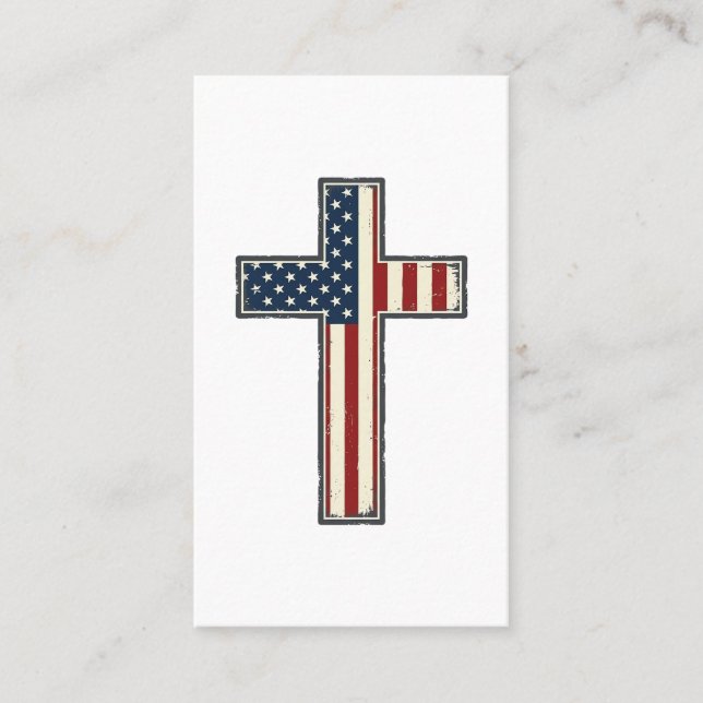 Distressed Patriotic Cross Vector Design_1 Business Card (Front)