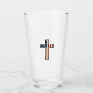Distressed Patriotic Cross Vector Design_1 Glass