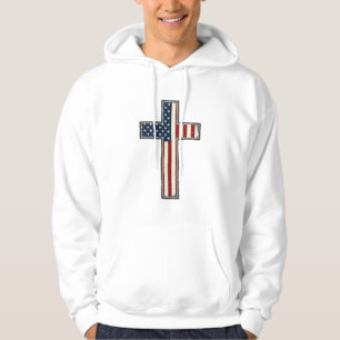 Distressed Patriotic Cross Vector Design_1 Hoodie