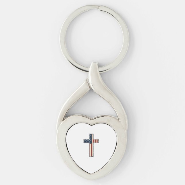 Distressed Patriotic Cross Vector Design_1 Key Ring (Front)